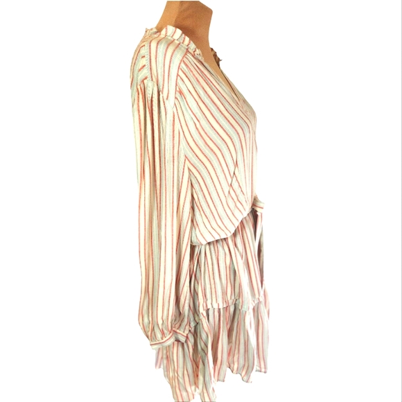 PAIGE "Kylenn" striped three-quarter length sleeve ruffle mini dress - Picture 6 of 15